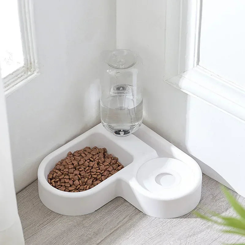 Corner Automatic Feeder Dog Cat Drinking Bowl Large Capacity Dispenser