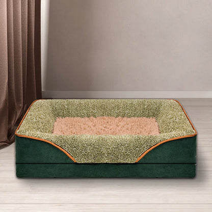 An oversized dog bed removable washable cover with raised edges,