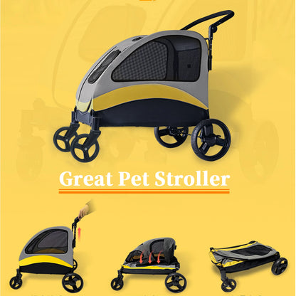 Portable  Stroller 4 Wheels for Large Dogs and cats Foldable
