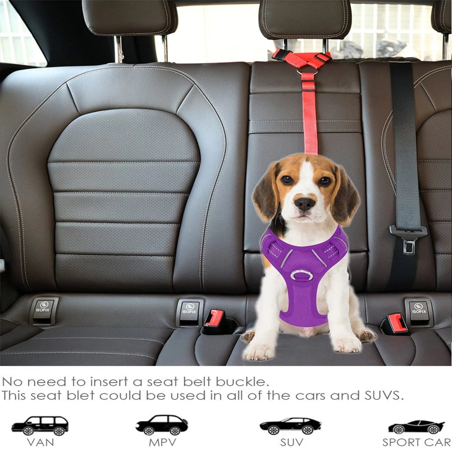 2 Sets of Car Seat Belts for Dogs and cats   Elastic and Durable Travel Safety Belt Tether    Universal for Cars and Trucks