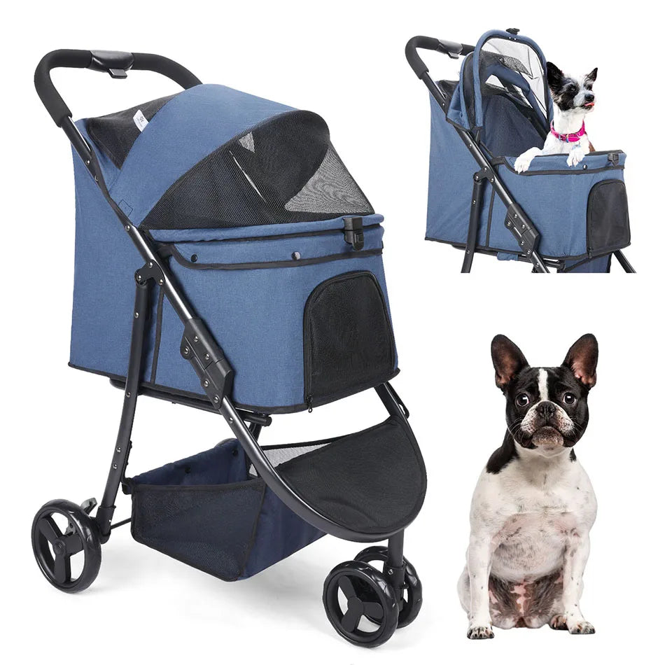 Pet Stroller Bag Travel Car Foldable 300lbs  Dogs Cat ,3 Wheels