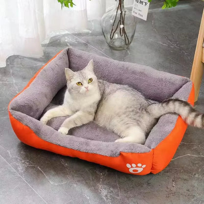 Color Square Winter Soft Warm Waterproof Bed for cats and dogs