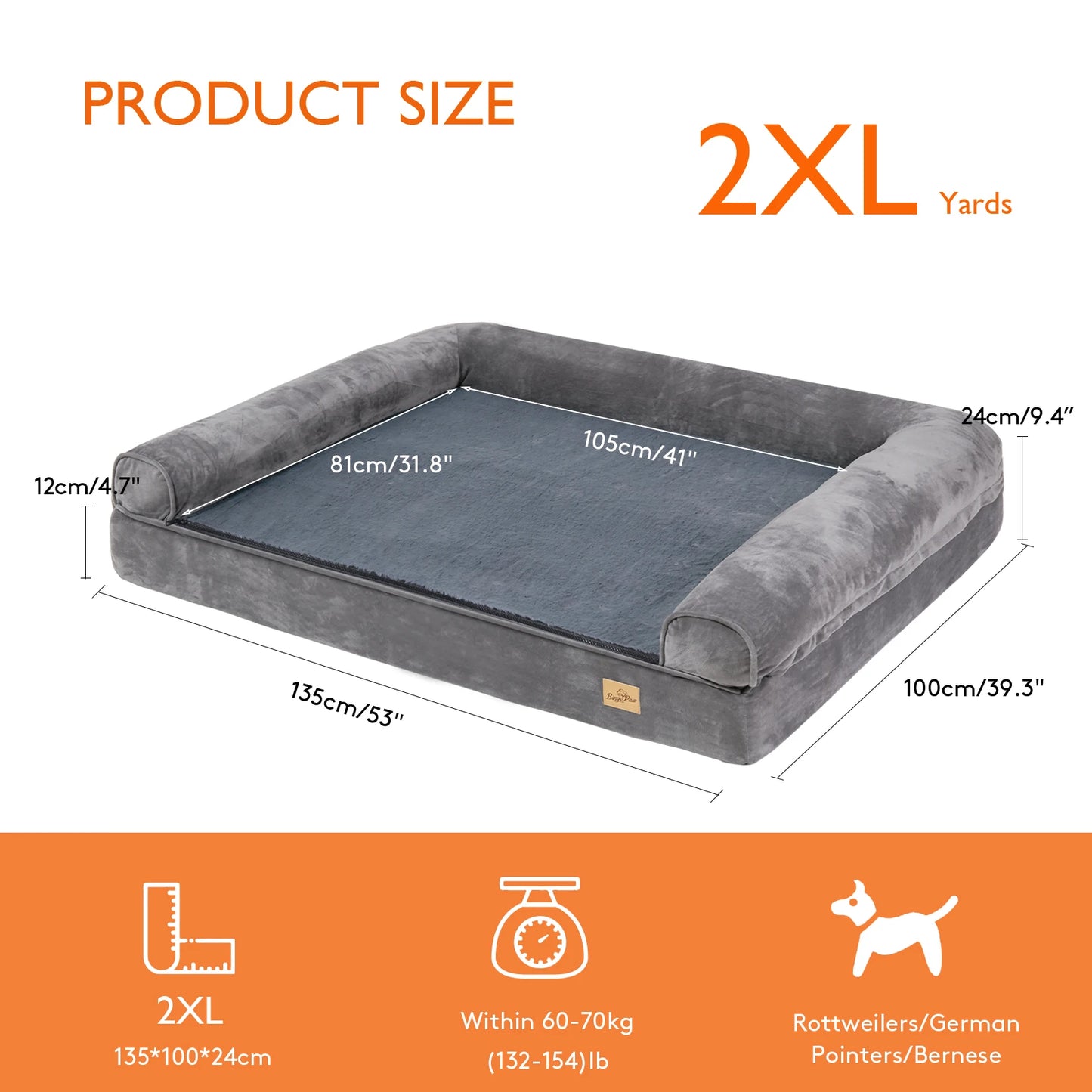 Dog Bed Extra Large Orthopedic Mattress Cushion with Removable Washable Cover