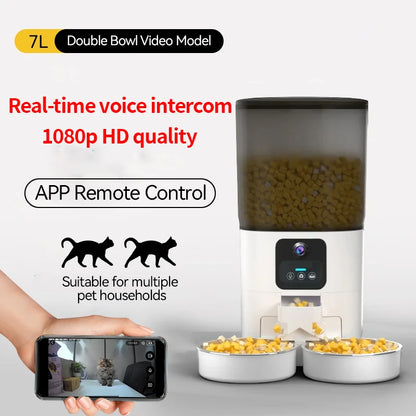 PAPIFEED cat double bowl smart automatic feeder wifi timer dosing