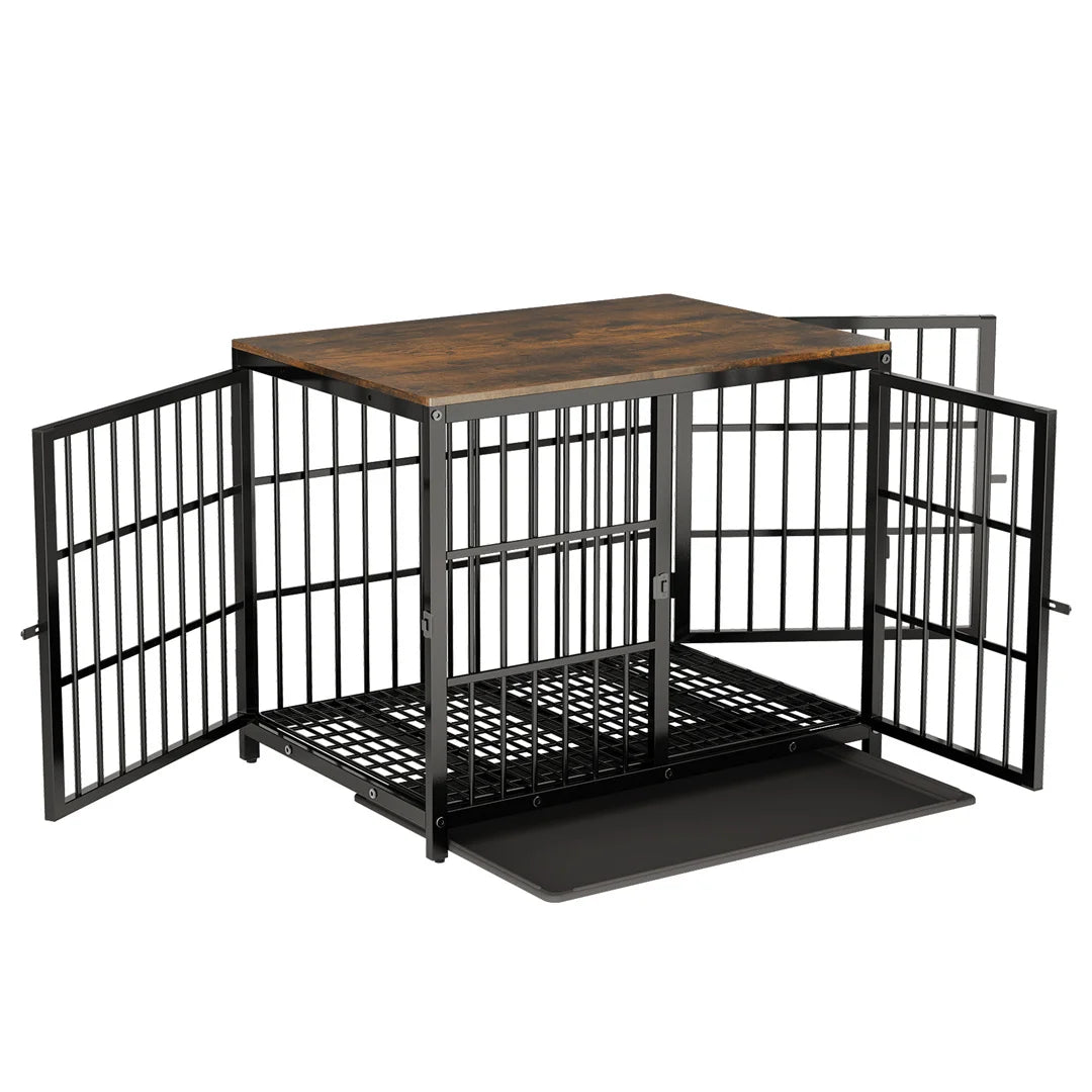 Furniture Style Dog Crate End Table with Three Doors and Removable Tray, for Small Medium Large Dogs various colors