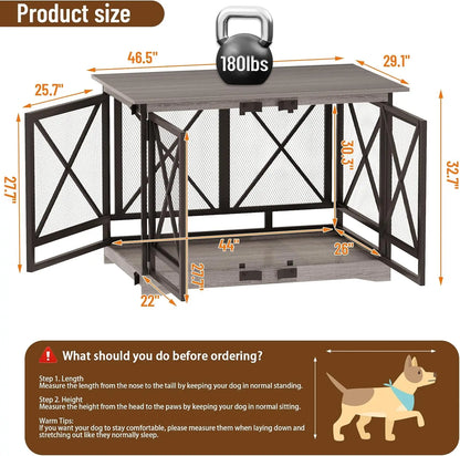 Large Dog Crate Furniture for XLarge Breed with Double Doors,Modern Decorative End Table Pet House