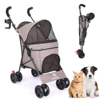 Stroller 4 Wheels Rotate with Brakes Storage for Dogs Cats various colors