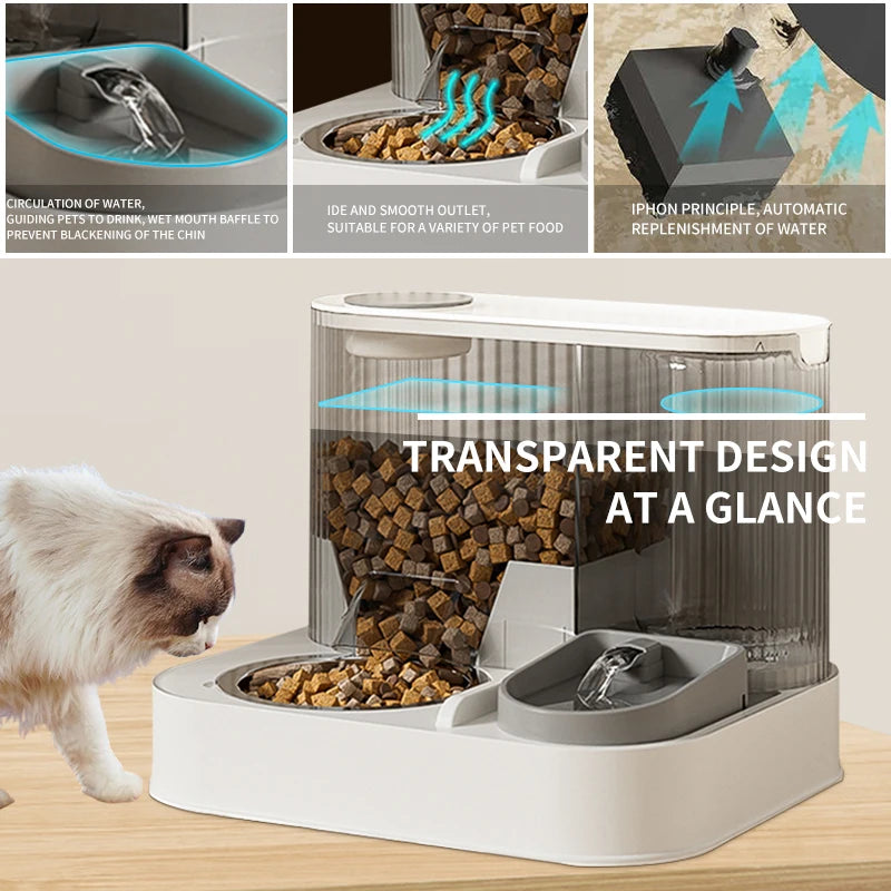 Automatic Cat Feeder with Pet Bowl, Water Dispenser