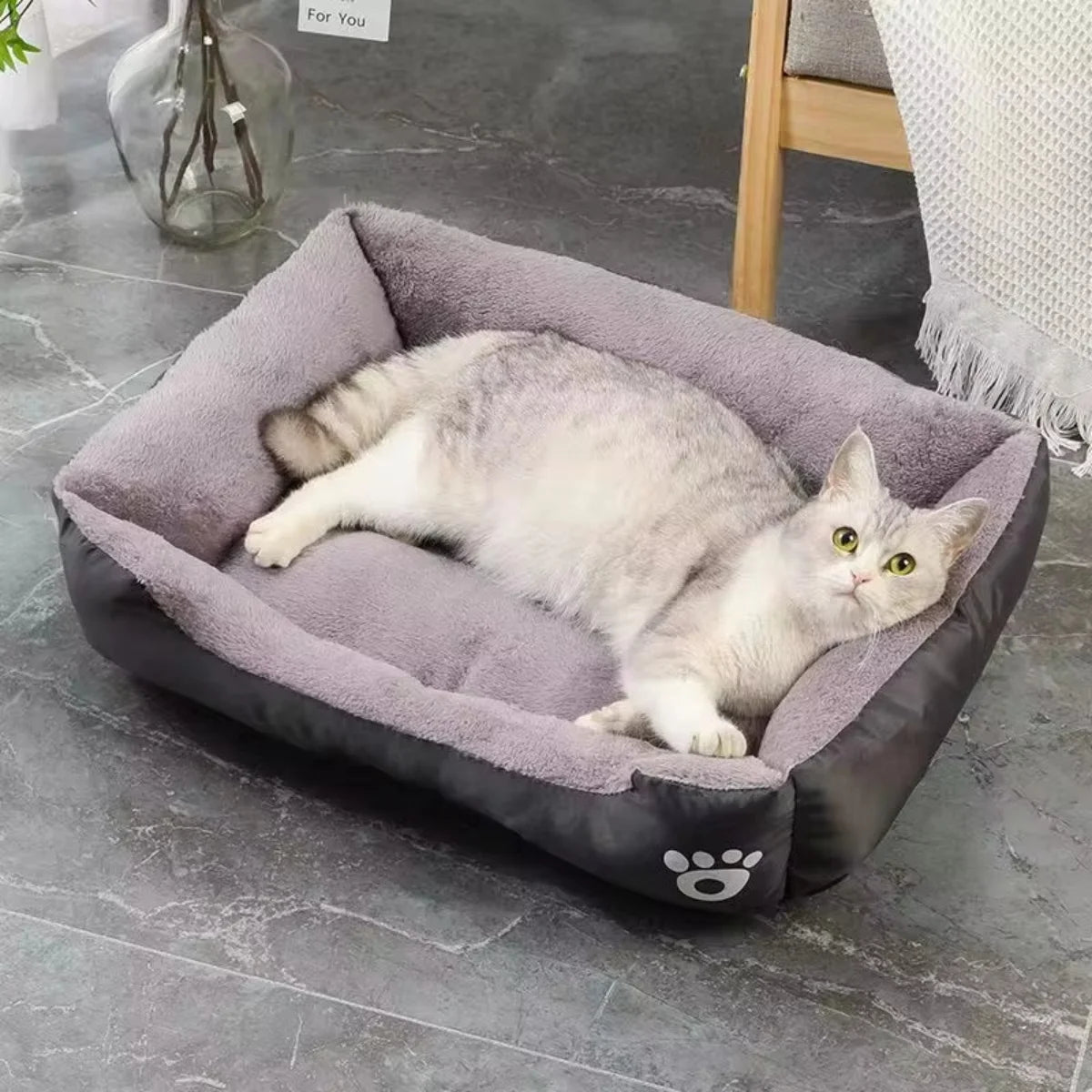 Color Square Winter Soft Warm Waterproof Bed for cats and dogs
