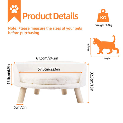 Ultra Soft Elevated Dog Cat  Backrest Stool Lounger with Removable Waterproof Padded Cushion