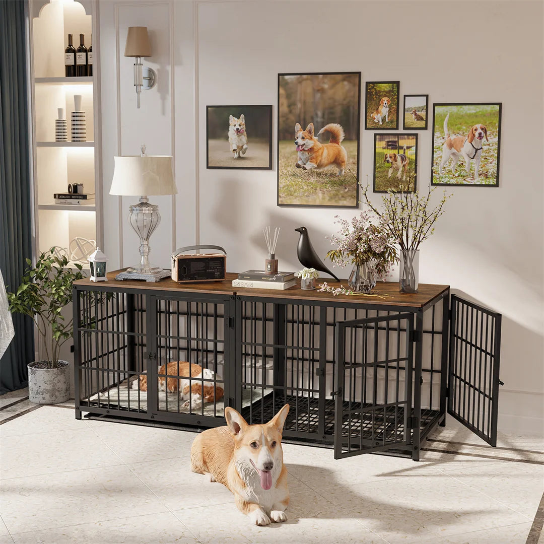 Furniture Style Dog Crate End Table with Three Doors and Removable Tray, for Small Medium Large Dogs various colors