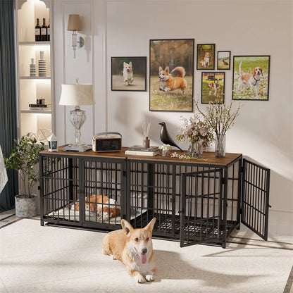 Furniture Style Dog Crate End Table with Three Doors and Removable Tray, for Small Medium Large Dogs various colors