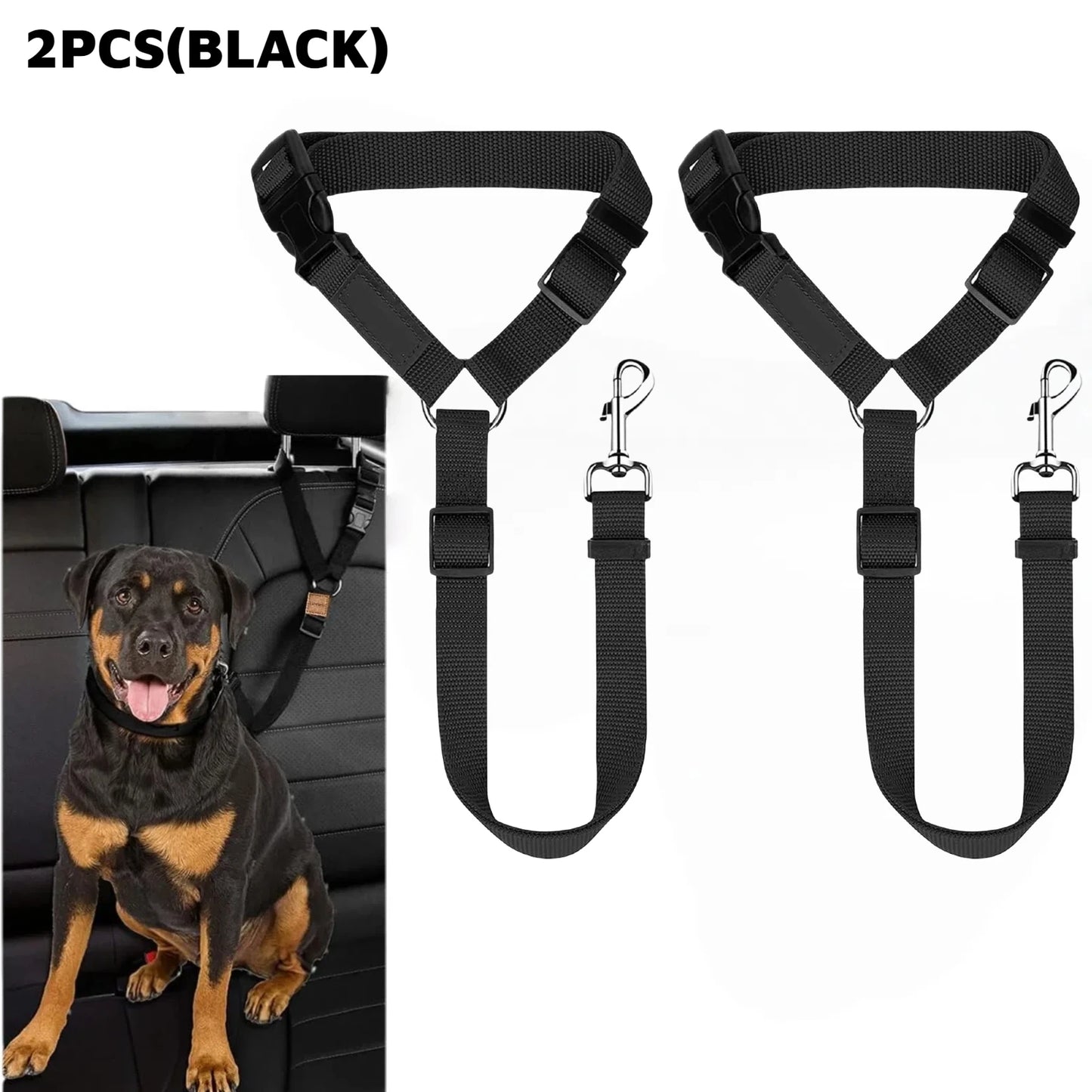 2 Sets of Car Seat Belts for Dogs and cats   Elastic and Durable Travel Safety Belt Tether    Universal for Cars and Trucks