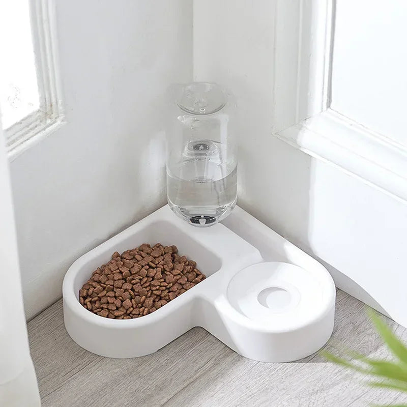 Corner Automatic Feeder Dog Cat Drinking Bowl Large Capacity Dispenser