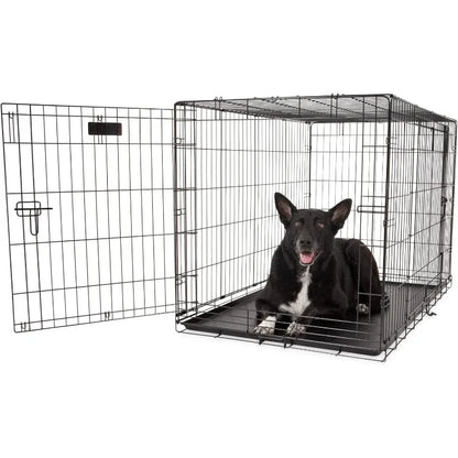 Two Door Wire Dog Crate, 48 Inch, For Pets 90-125 lbs, With 5-Point Locking System