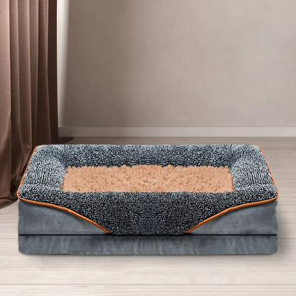 An oversized dog bed removable washable cover with raised edges,