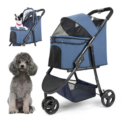 Pet Stroller Bag Travel Car Foldable 300lbs  Dogs Cat ,3 Wheels