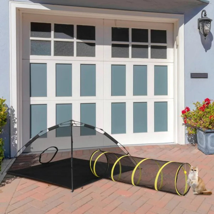 Cat Play Tent with Tunnel Portable Playhouse for Indoor Outdoor