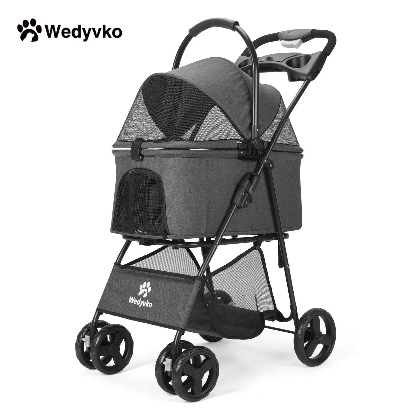 Luxury Pet Stroller Light Cup Holder Design Four-wheeled various colors