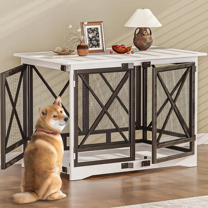 Large Dog Crate Furniture for XLarge Breed with Double Doors,Modern Decorative End Table Pet House