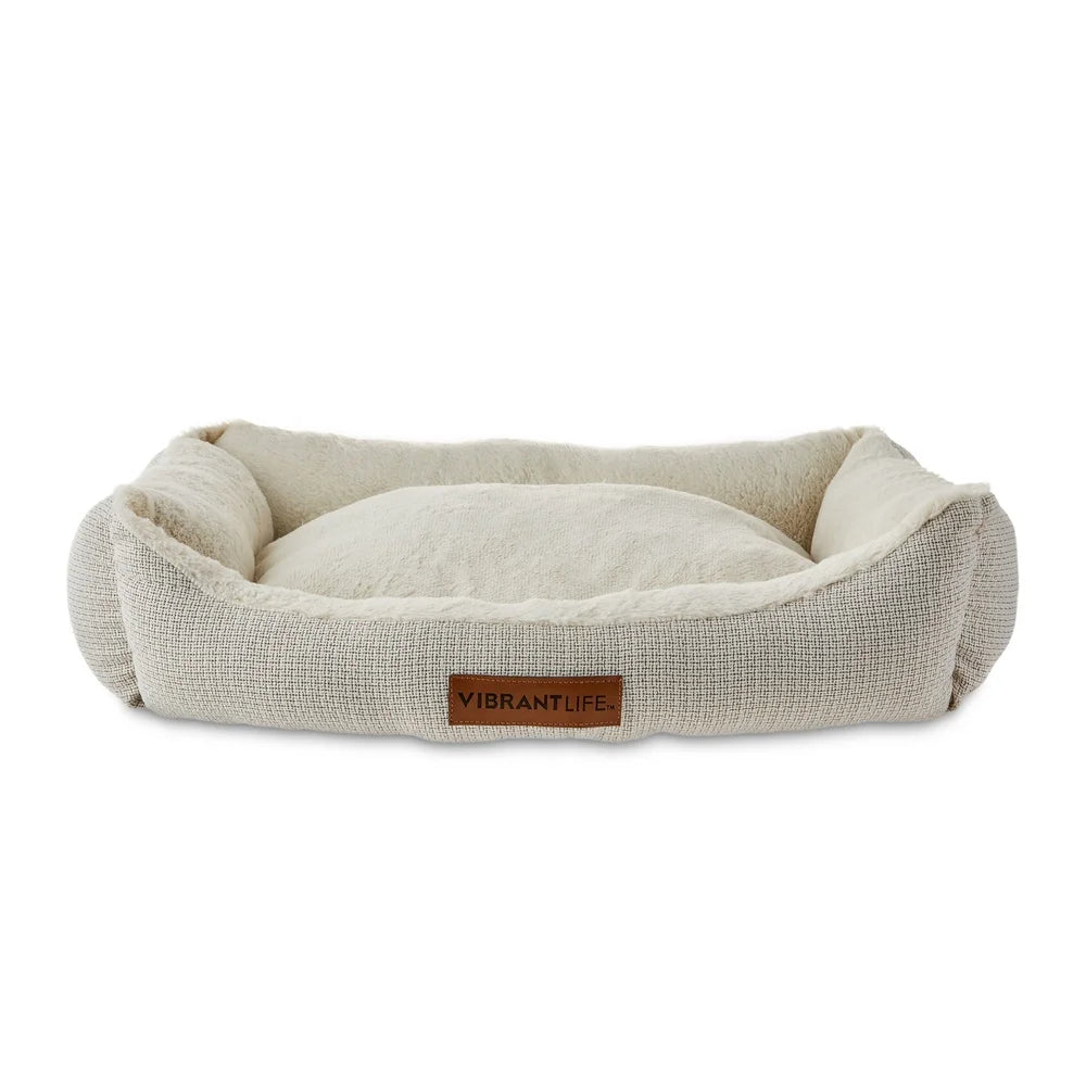 Plush Pet Bed Medium Dogs Cats Bolstered Support Easy Access Machine Washable