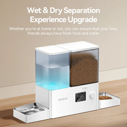 2In1 Automatic Pet Gravity Feeder Gravity Water Fountain 8.5L Auto Cat Kibble Dispenser with Water Refill Drinker