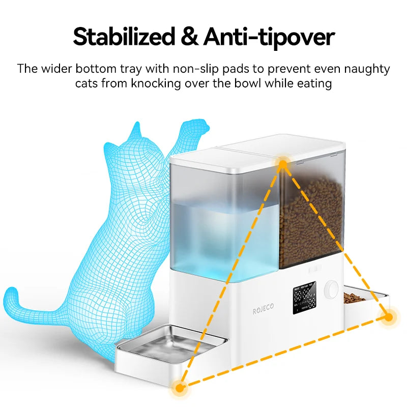 2In1 Automatic Pet Gravity Feeder Gravity Water Fountain 8.5L Auto Cat Kibble Dispenser with Water Refill Drinker