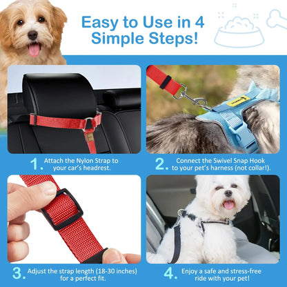 2 Sets of Car Seat Belts for Dogs and cats   Elastic and Durable Travel Safety Belt Tether    Universal for Cars and Trucks