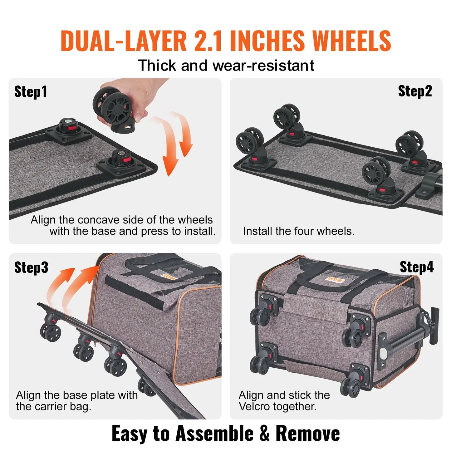 Airline Approved Rolling Pet Carrier with Telescopic Handle and Shoulder Strap