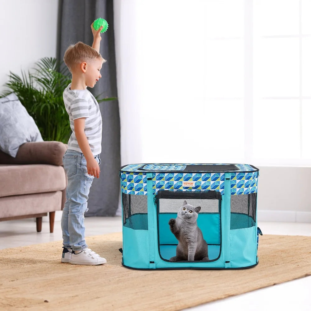 Portable Foldable Pet Playpen 32x24x22in Dog Cat Waterproof Durable Easy Setup Indoor Outdoor Use