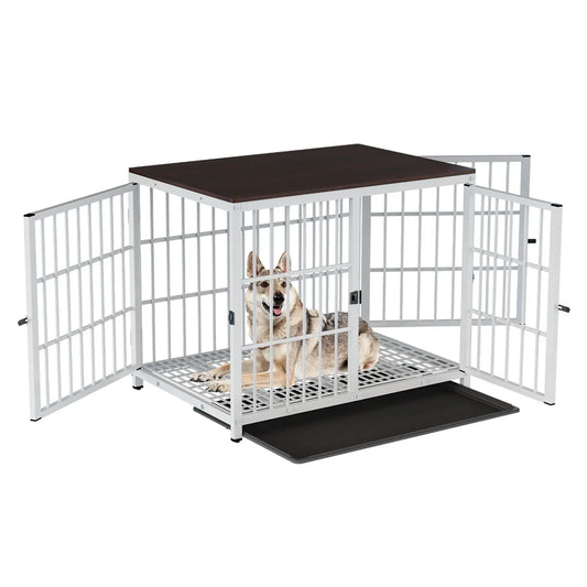 Furniture Style Dog Crate End Table with Three Doors and Removable Tray, for Small Medium Large Dogs various colors
