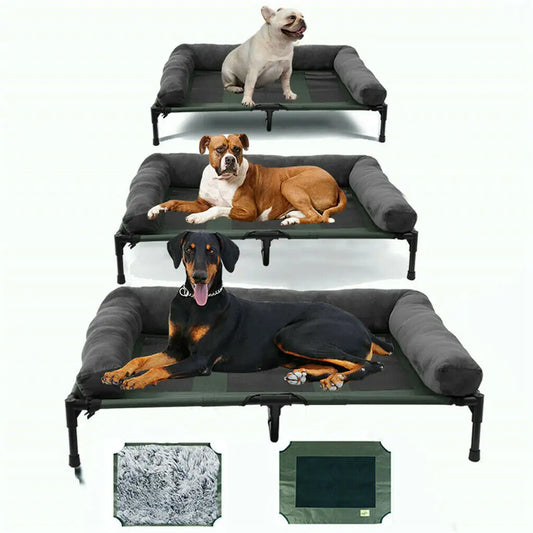 Dogs and Cats Indoor Outdoor Elevated Pet Lounger Bed with Detachable Plush Bolster L XL 2XL