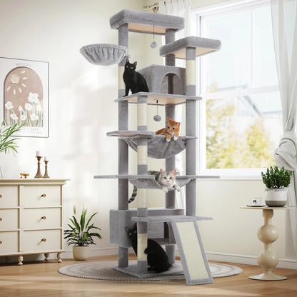 Multi-Level Tall Cat Tree Tower with Sisal Scratching Posts/Pad Cozy Hammock