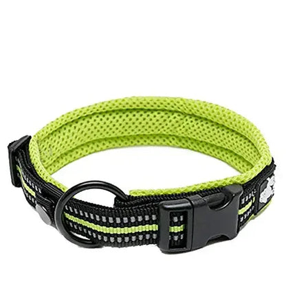 Dog Collar Nylon Adjustable Webbing Padded Soft Reflective Durable Various colors