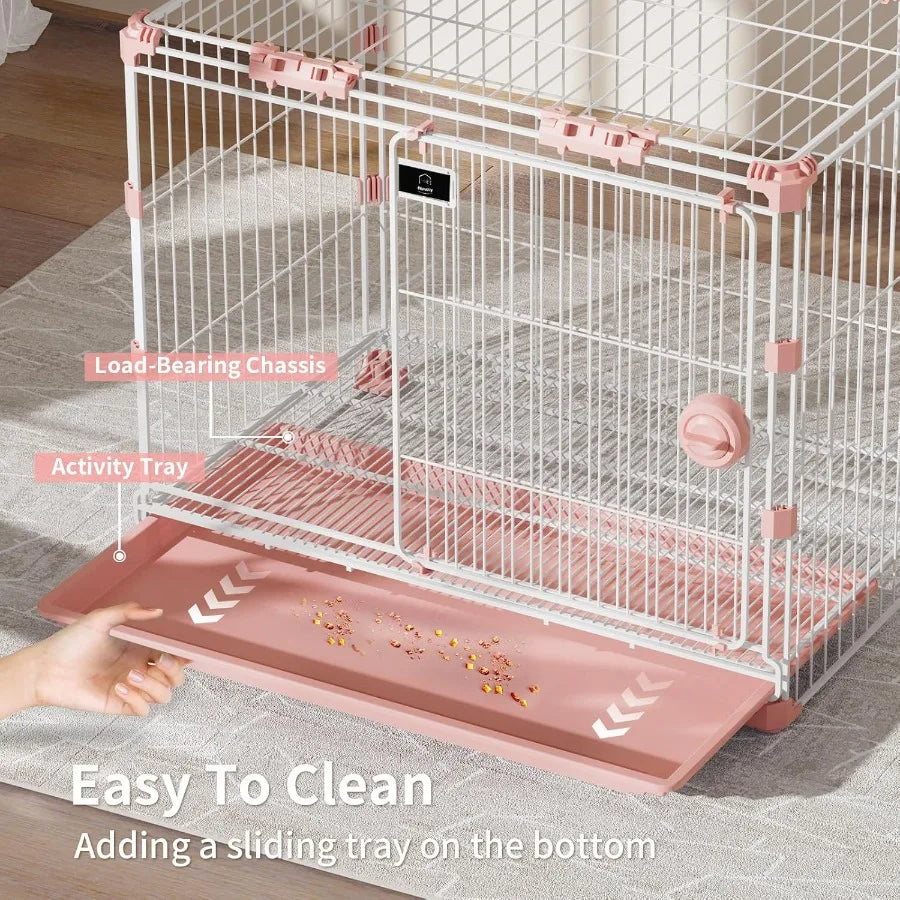 Stylish Pink Indoor  Crate, 30 Inch Ventilated with Slide-Out Tray, for Medium Breed Dogs
