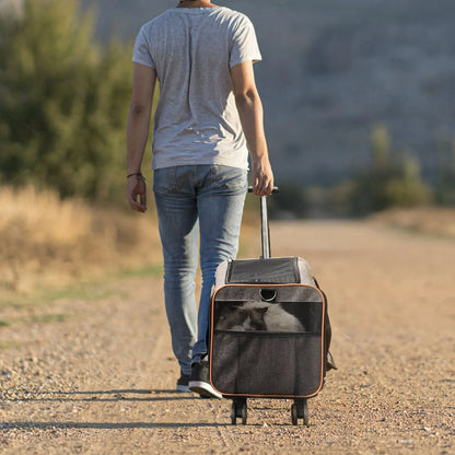 Airline Approved Rolling Pet Carrier with Telescopic Handle and Shoulder Strap