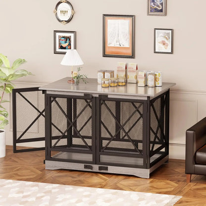 Large Dog Crate Furniture for XLarge Breed with Double Doors,Modern Decorative End Table Pet House