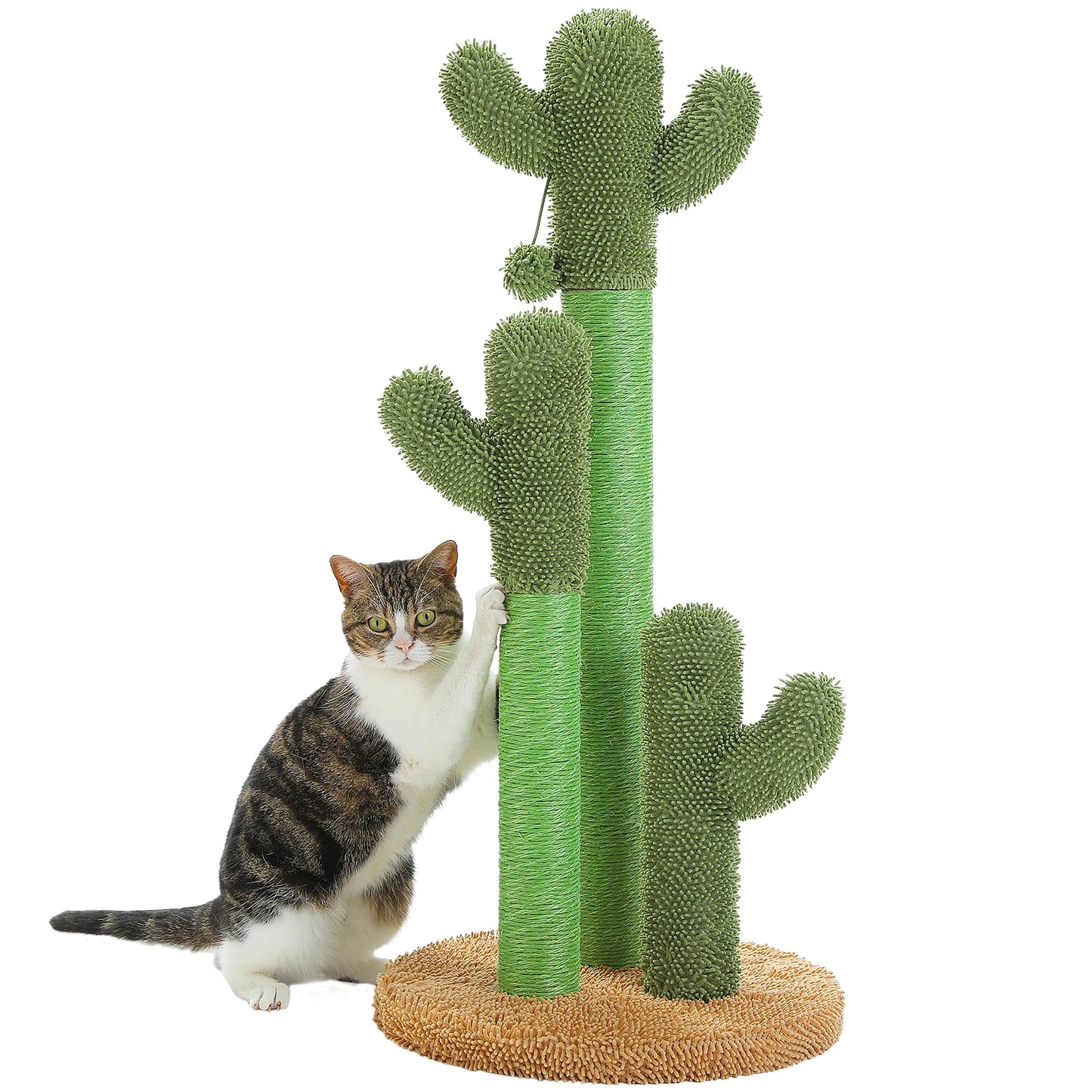 Cactus Cat Scratching Post for Indoor with 3 Sisal Scratching Poles