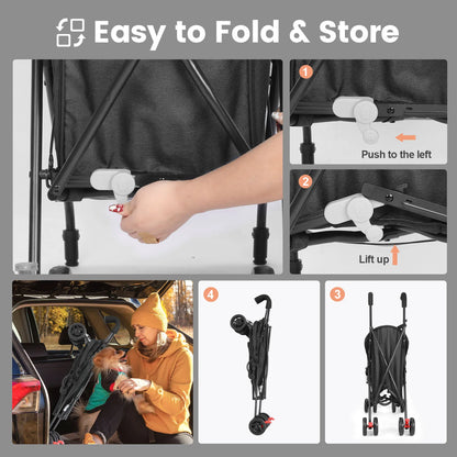 Stroller 4 Wheels Rotate with Brakes Storage for Dogs Cats various colors