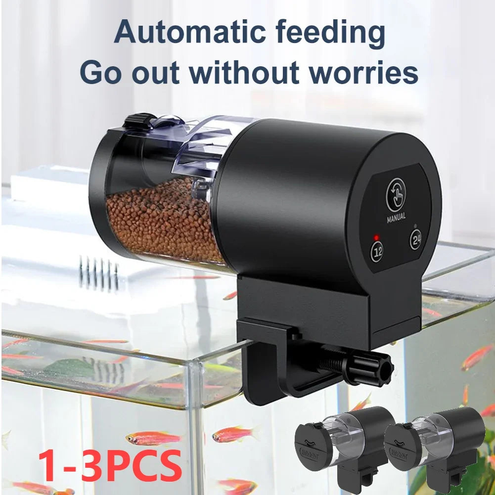 1-3PCS Automatic  Aquarium Fish Food Dispenser 100ML