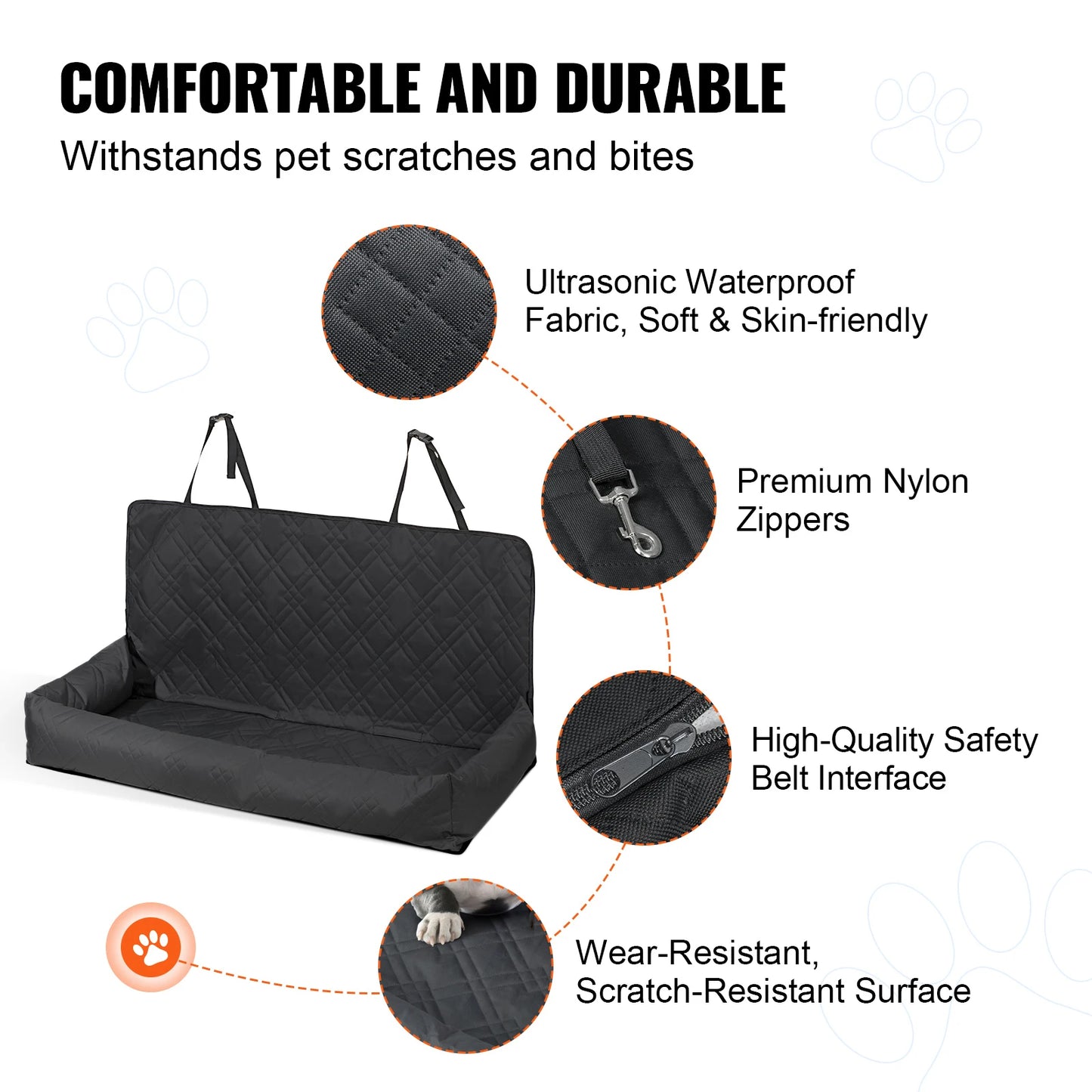 Dog Car Seat Waterproof Booster Clip-On Safety Leash for Medium  Large Dog