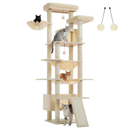 Multi-Level Tall Cat Tree Tower with Sisal Scratching Posts/Pad Cozy Hammock