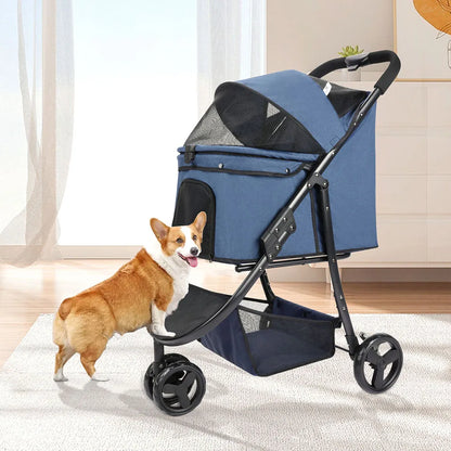 Pet Stroller Bag Travel Car Foldable 300lbs  Dogs Cat ,3 Wheels