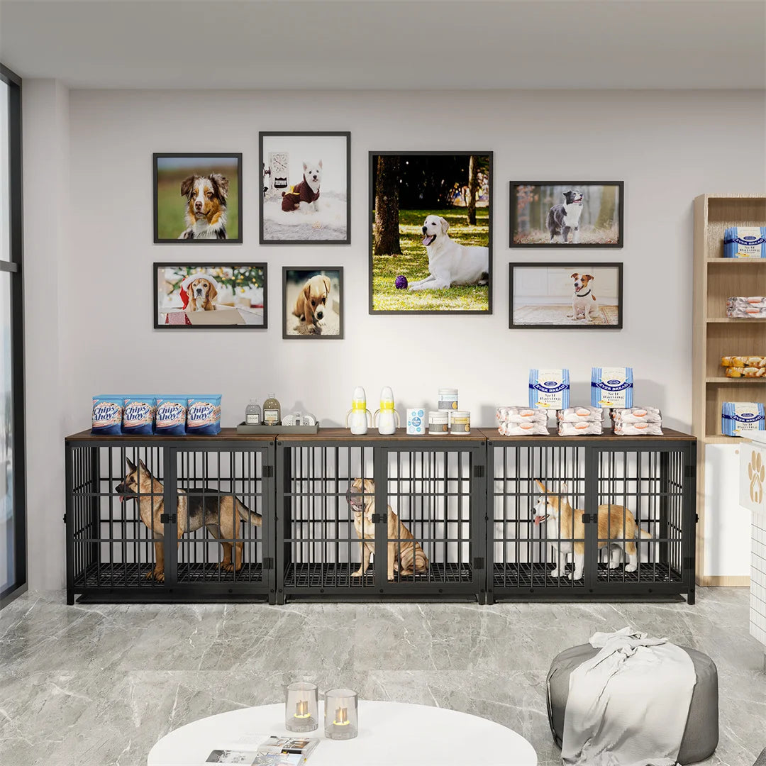 Furniture Style Dog Crate End Table with Three Doors and Removable Tray, for Small Medium Large Dogs various colors