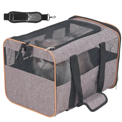 Airline Approved Rolling Pet Carrier with Telescopic Handle and Shoulder Strap