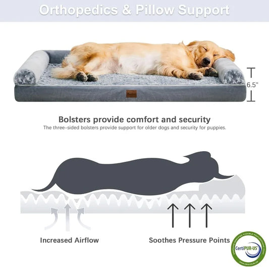 Bed Soft Orthopedic Foam Removable Washable Cover For Extra Large Medium Small Dogs. various colors and sizes