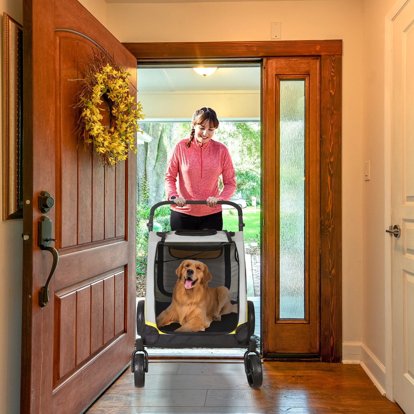 Portable  Stroller 4 Wheels for Large Dogs and cats Foldable
