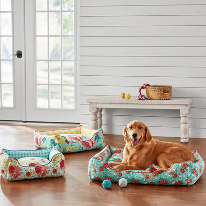 Cozy Vintage Floral Plush Stuffed Dog cat  Bed  20x17 Inch