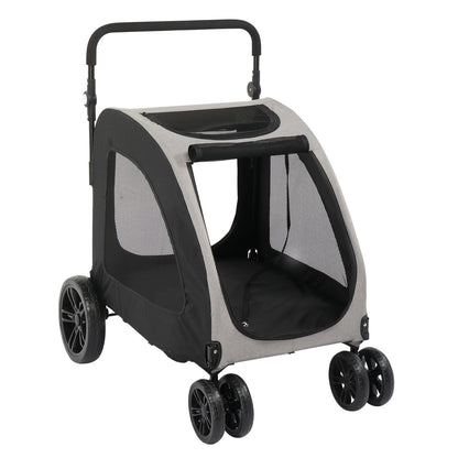 Medium Large Adjustable Handle Stroller Grey Foldable