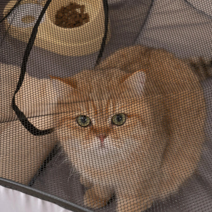 Gray Cats and Dogs Hard Oxford Cloth with a Play Tunnel Foldable